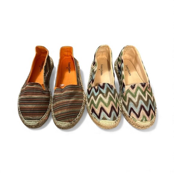 Set Of 2 Faded Glory Espadrilles Size 8 Zigzag & Striped Slip-On Flats Casual Sh - Picture 4 of 10